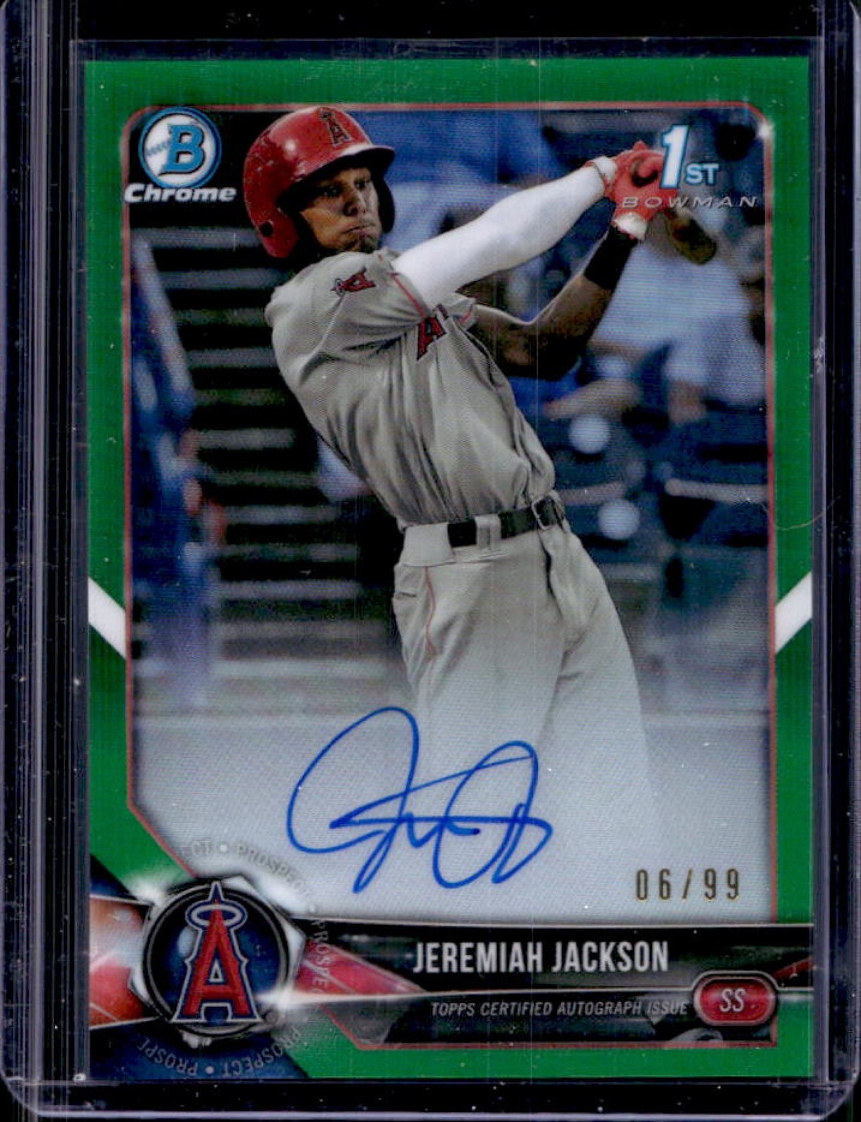 2018 Bowman Draft Jeremiah Jackson Chrome Auto 1st Green Refractor #/99 Angels