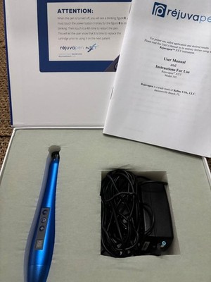 Rejuvapen NXT  Device  with Roll of blue protective sleeve