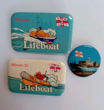 Three Vintage RNLI Badges, In Good Condition.  2 X 7cm X 4.5cm