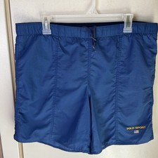 Vintage Polo Sport Ralph Lauren Mens Swim Trunks Size Small Blue Spellout 90s