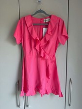 Urban Bliss Hot Pink Ruffle Wrap Mini Dress Size 10 - Barbiecore, Summer, Party