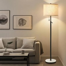 Floor Lamp Adjustable Height Standing Light with Marble Base & Pull Chain for