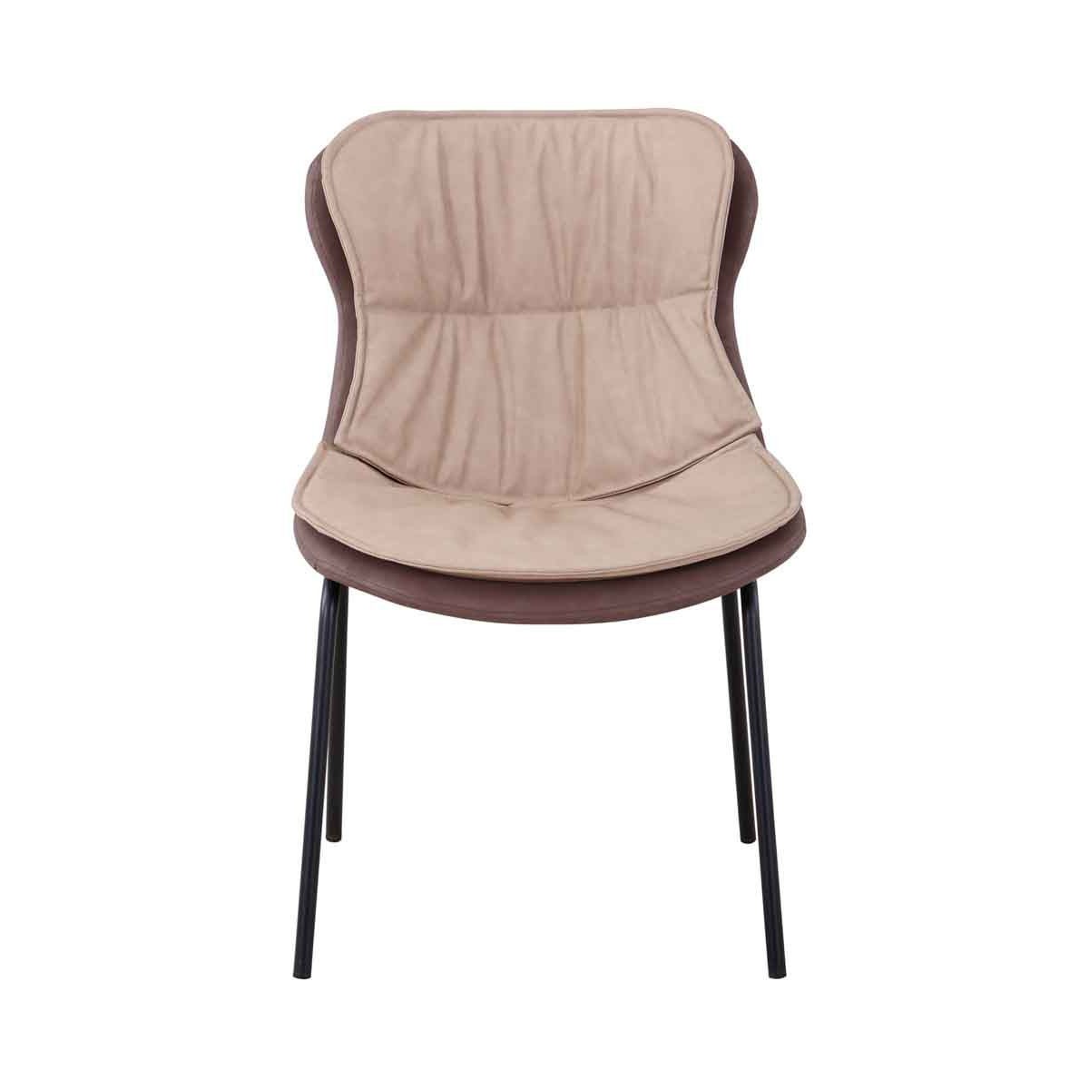 Chaise design Brady en tissu beige et piétement marron robuste - 2