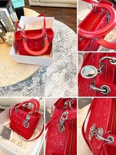 Dior Red Quilted Cannage Top Handle Shoulder ...