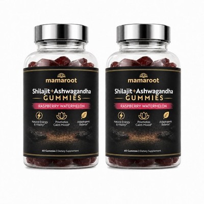 Mamaroot Shilajit + Ashwagandha Gummies For Wellness Adaptogenic - Bundle Of Two