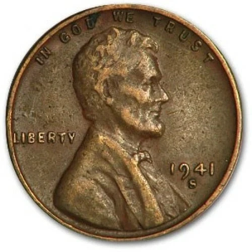 1941 S Lincoln Cent Good (G) to Very Good (VG) Circulated Condition Copper Penny