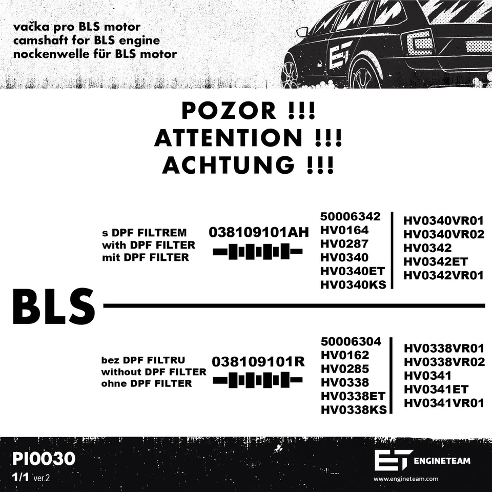 HV0338KS Nockenwellensatz SKODA VW AUDI SEAT 1,9 TDI PD Stahl 038109101R - Bild 2 von 4