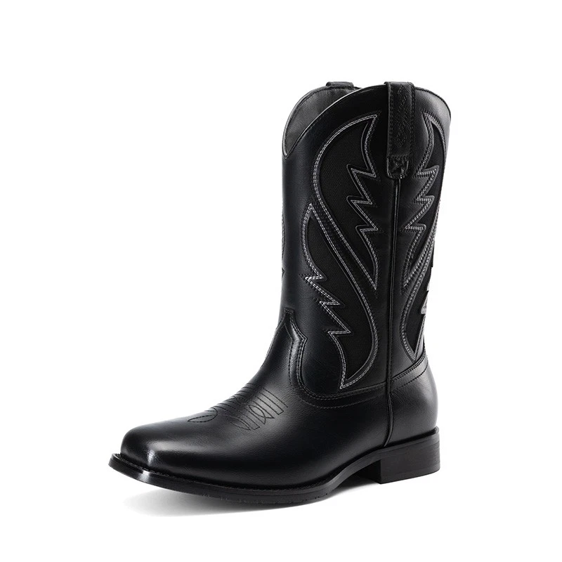 Western Men's Boots with Classic Embroidered Country Boots for Spring Fall - Image 2 of 4