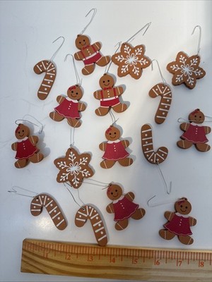 16 Miniature Gingerbread Theme Assorted Ornaments 2  Tall
