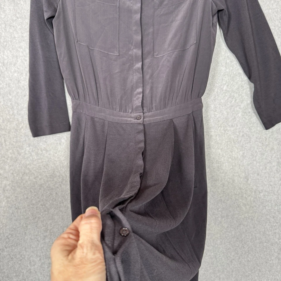 Vestido Lacoste para mujer manga 3/4 botones seda algodón bolsillos pliegues negro 36 Foto 4 de 4