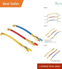 HVAC Charging Hoses Set Brass 9.8" 3 Pc R134A R410A R22 R12 Manifold Gauge