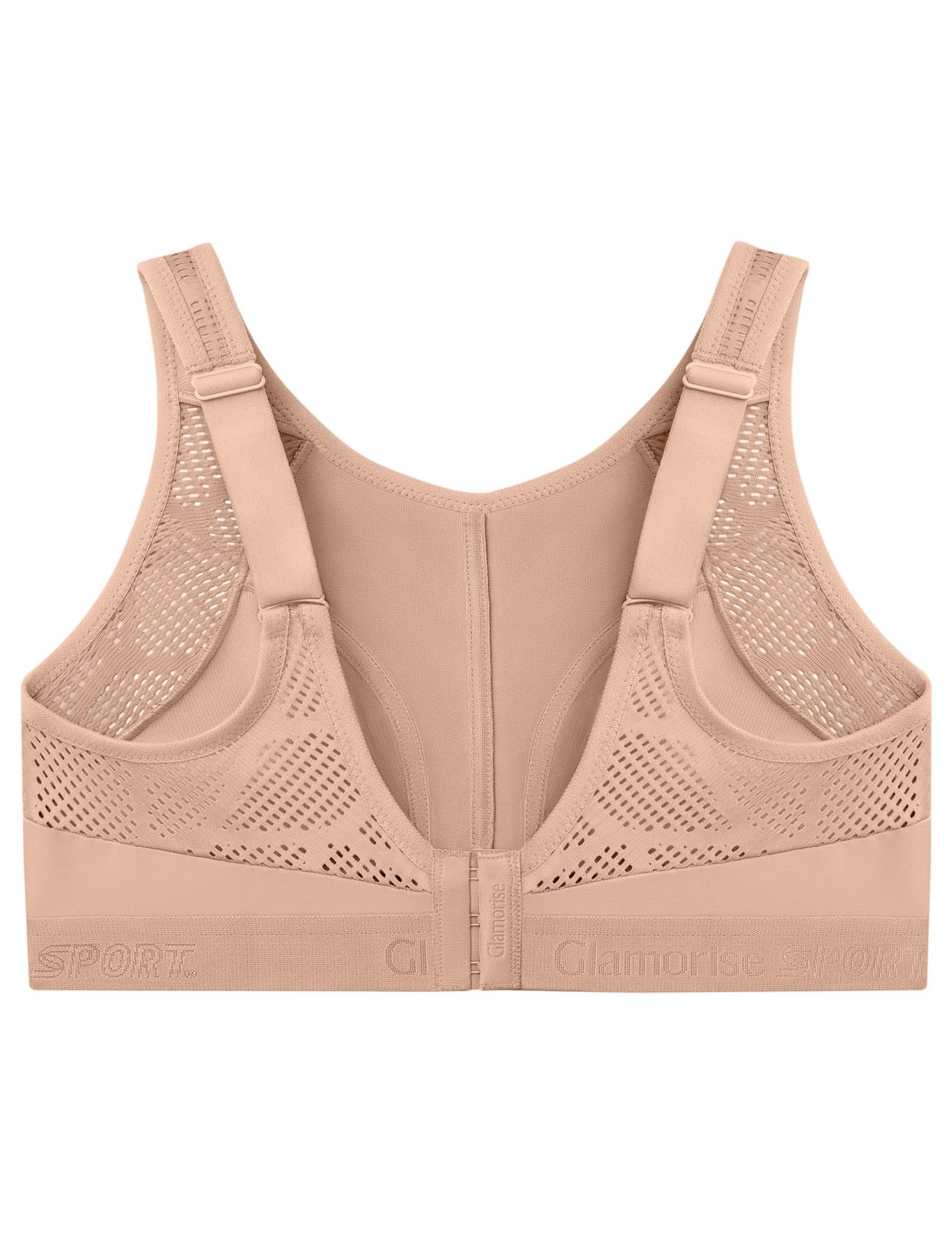 Plus Size Plus Size Breathable Mesh Non Wired Sports Bra No. 1068, Skin, 85H image 5