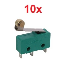 10x Roller Limit Switch Lever Hinge Micro SPDT AC 125V/250V DC 12V Small Green
