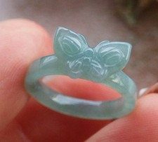 Video Certified Green Natural A JADE Jadeite Flower RING USA. 3.75    127870