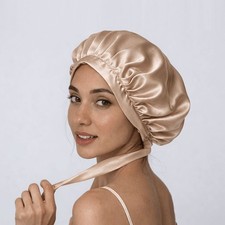 100 Mulberry Silk Sleep Bonnet Non Slip Elastic Adjustable Cap
