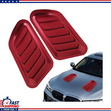 2pcs Universal Hood Vents Decorative Intake Scoop Turbo Bonnet Cover Color Red