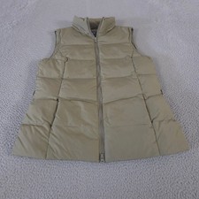 VINTAGE GAP Vest Womens M Olive Tan Down Filled Quilted Puffer Full Zip Fall Y2K