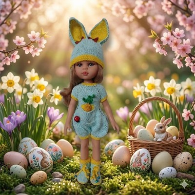 Puppen Kleidung Ostern Osterhase Set Handarbeit Paola Reina 32 Cm