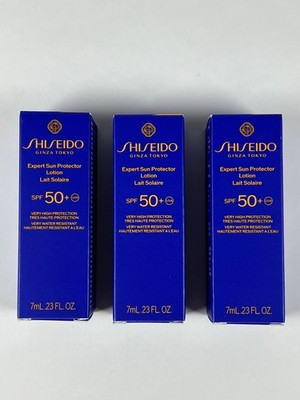 3 x Shiseido Expert Sun Protector Lotion LSF 50+ 7ml Neu in OVP