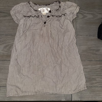 Y2K Ruffle Neck Babydoll Blouse Top Juniors Small Tie Back Brown Gold Mossimo