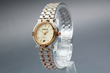 [Exc+5] GUCCI 9000L Gold Ivory Dial Date Quartz Women's Watch From JAPAN