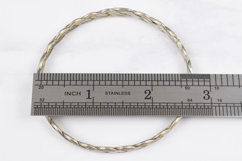 Mexican Coin Silver 800 Woven Bangle Bracelet 8 in Marked Mexico Vintage - Picture 3 of 7