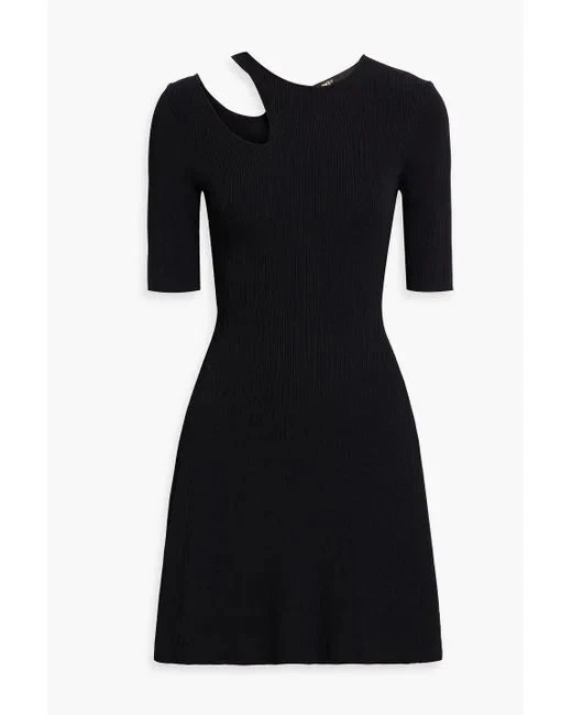 Vestido MAJE Negro Corte Acanalado Tejido Elastizado Botón a Presión Mini LBD 34 = 2 EE. UU. XS Foto 2 de 4