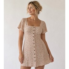American Eagle Red Floral Flutter Sleeve Mini Dress Size Medium Boho Cottagecore