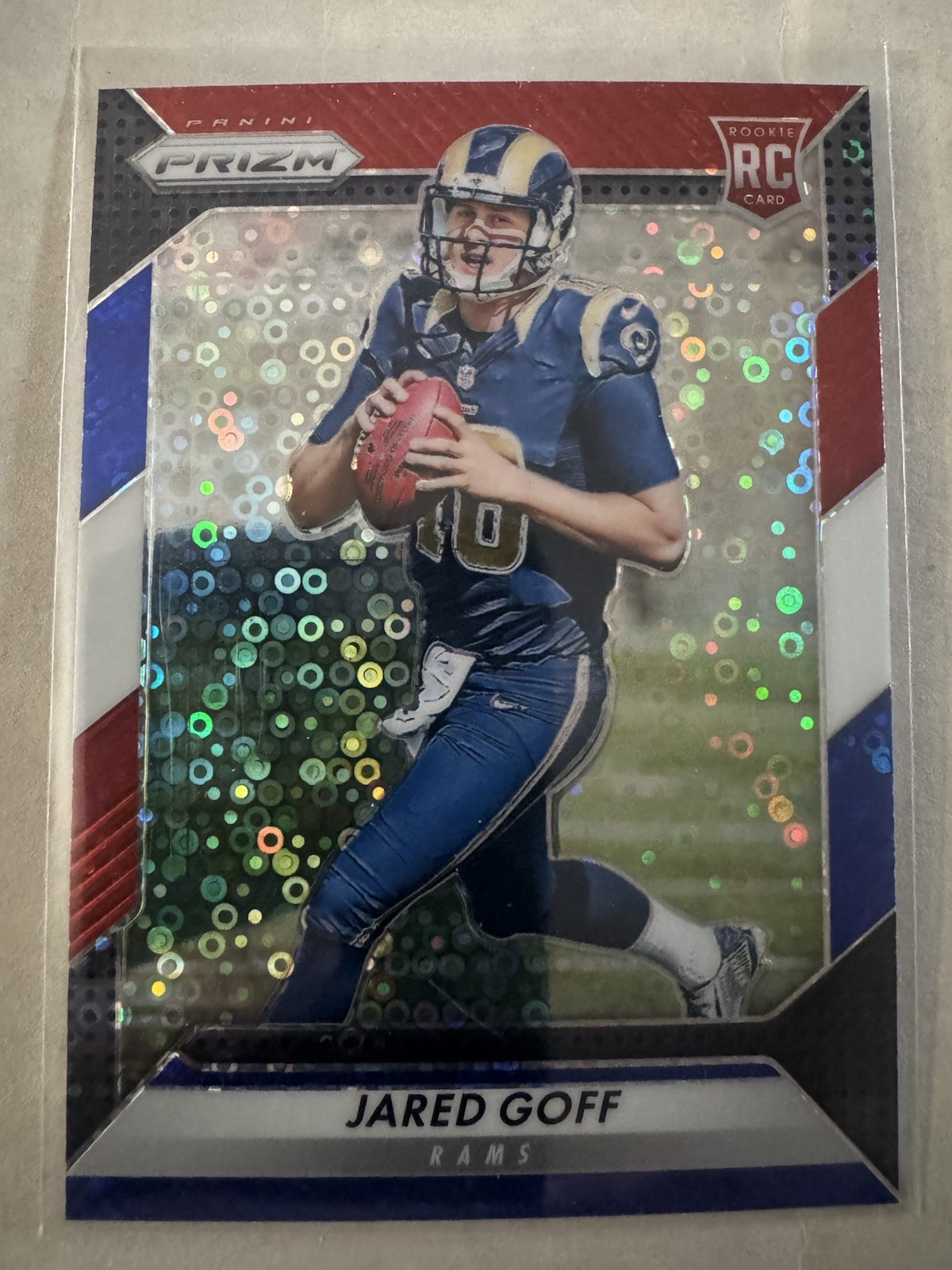 Jared Goff RC 2016 Panini Prizm Red/White/Blue Disco Prizm