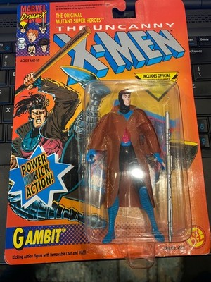 X-Men GAMBIT Marvel Dynam-X Action Figure + Trading Card Power Kick 1993