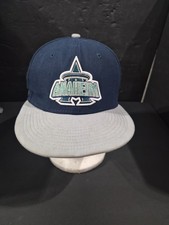 Anaheim Angels Hat Cap Fitted Mens 7 1/8 Blue MLB Baseball 50th Anniversary Hat 
