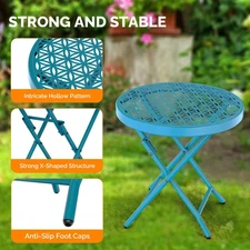 In/Outdoor Folding 1 PCS Patio Side Dining Sturdy and Durable Garden Table Round