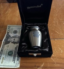 Paw Engraved Pet Stainless Steel Urn for Small Dogs Cats Ashes Box