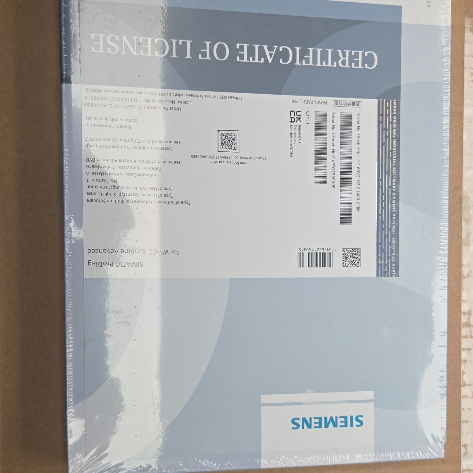 Siemens SIMATIC ProDiag for WinCC Runtime Advanced 6AV2107-0UA00-0BB0