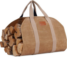 Extra Large Firewood Carrier Tote   Waxed Canvas Log Bag with Handles
