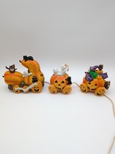 Vintage Halloween Ceramic Pumpkin Train Light...