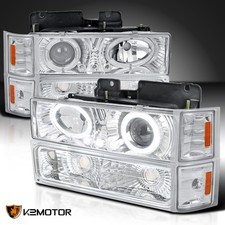 Fits 1994-1998 Chevy C10 Ck Tahoe Led Halo Projector Headlightsbumpercorner