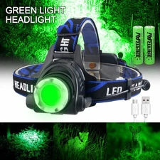 300 Yards Green LED Hunting Headlamp Head Light Torch Coyote Hog Night Vision