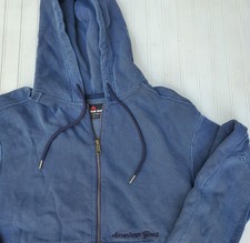 American Giant Mens Full Zip Vintage Wash Hoodie Sweatshirt M Navy Script Logo