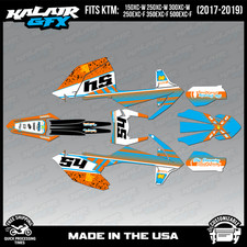 Graphics Kit for KTM 150-300XC-W, 250-500EXC-F (2017-2019) Split-ORANGE-CYAN