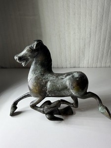  FLYING HORSE OF GANSU Solid Bronze Statue Sculpture Org. Patina 4”x 6” Antique 