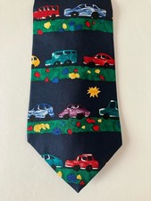 Save The Children Men's Necktie Tie Silk Beep Beep Cars Driving Made in USA 57"