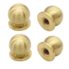 4 Pcs 1/2 Inch (12mm) Diameter Round Solid Brass Cabinet Knobs, Small Mini Br...