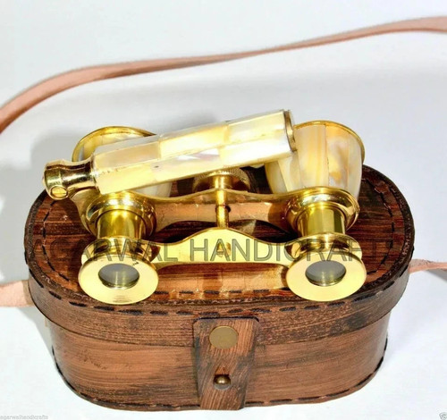 Vintage Brass Opera Glasses Mother of Pearl & Handle Brass Fitting France gift - Picture 5 of 7