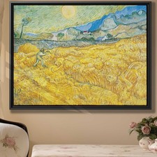 Landscape Oil Painting Canvas Print Rural Wheat Field Farmhouse Wall Decor