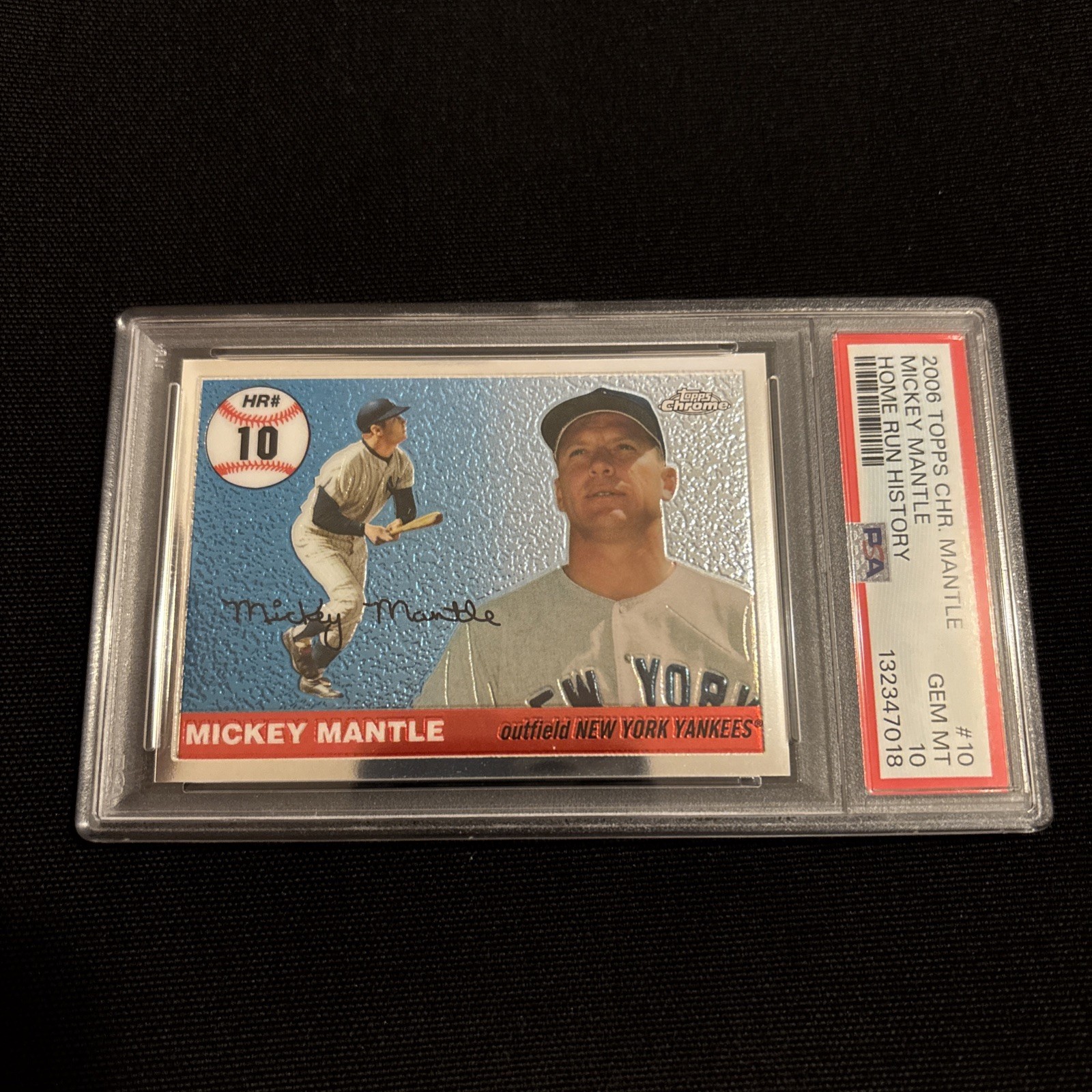 Mickey Mantle 2006 Topps Chrome Card, Home Run History, PSA 10 Gem Mint, Low Pop