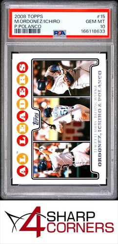 2008 TOPPS #15 ICHIRO SUZUKI HOF PSA 10