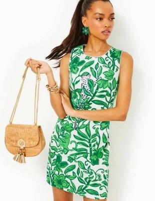 NWT $198 Lilly Pulitzer Mila Stretch Shift Dress Fiddle Leaf Green Escape  Plan | eBay