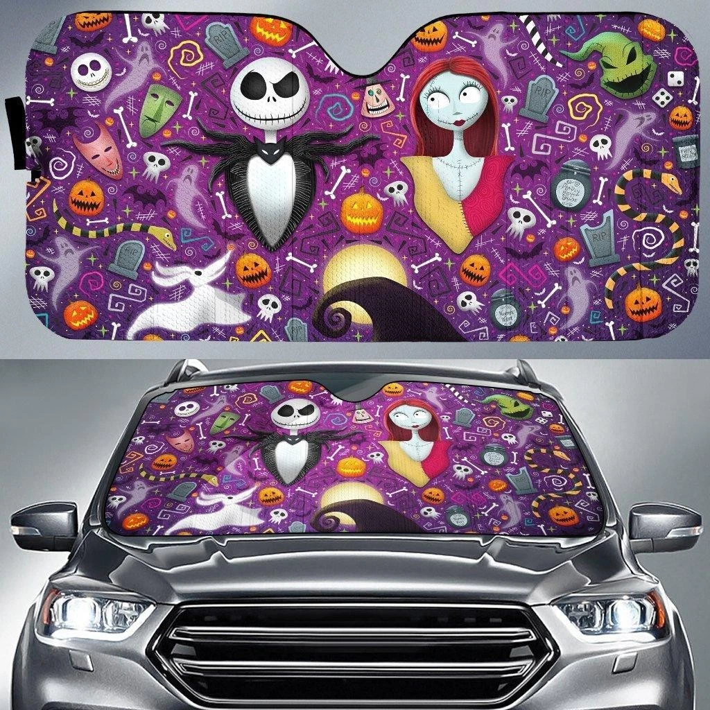 Jack and Sally Nightmare Before Christmas Car Sun Shade