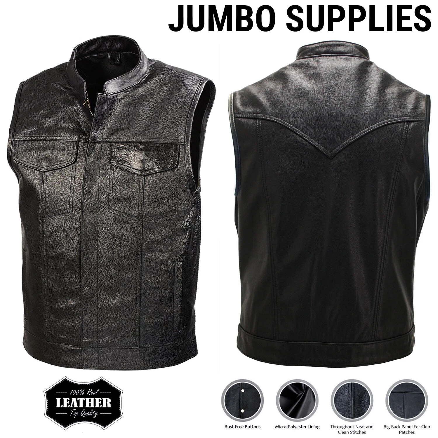 Mens Motorcycle Leather Waistcoat Full Grain Biker style 100% Real Leather Vest
Opens in a new windo